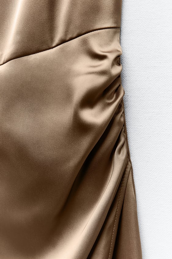 Satin Midi Dress With Rhinestone Straps