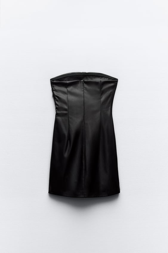 Faux Leather Strapless Dress