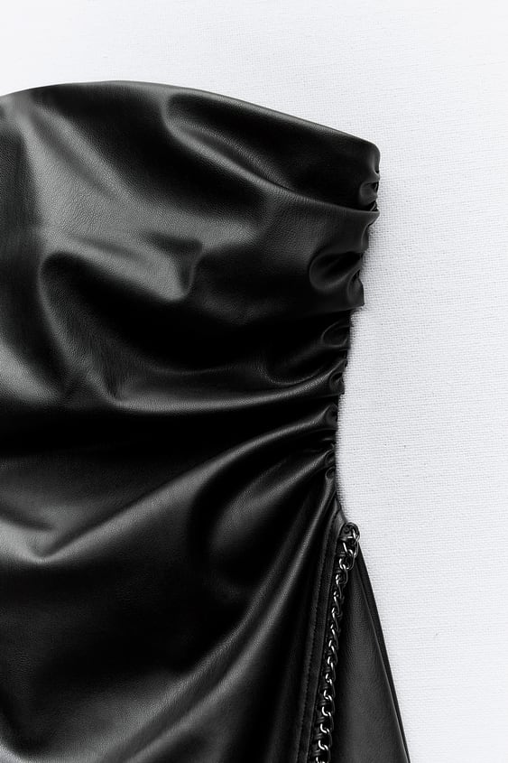 Faux Leather Strapless Dress