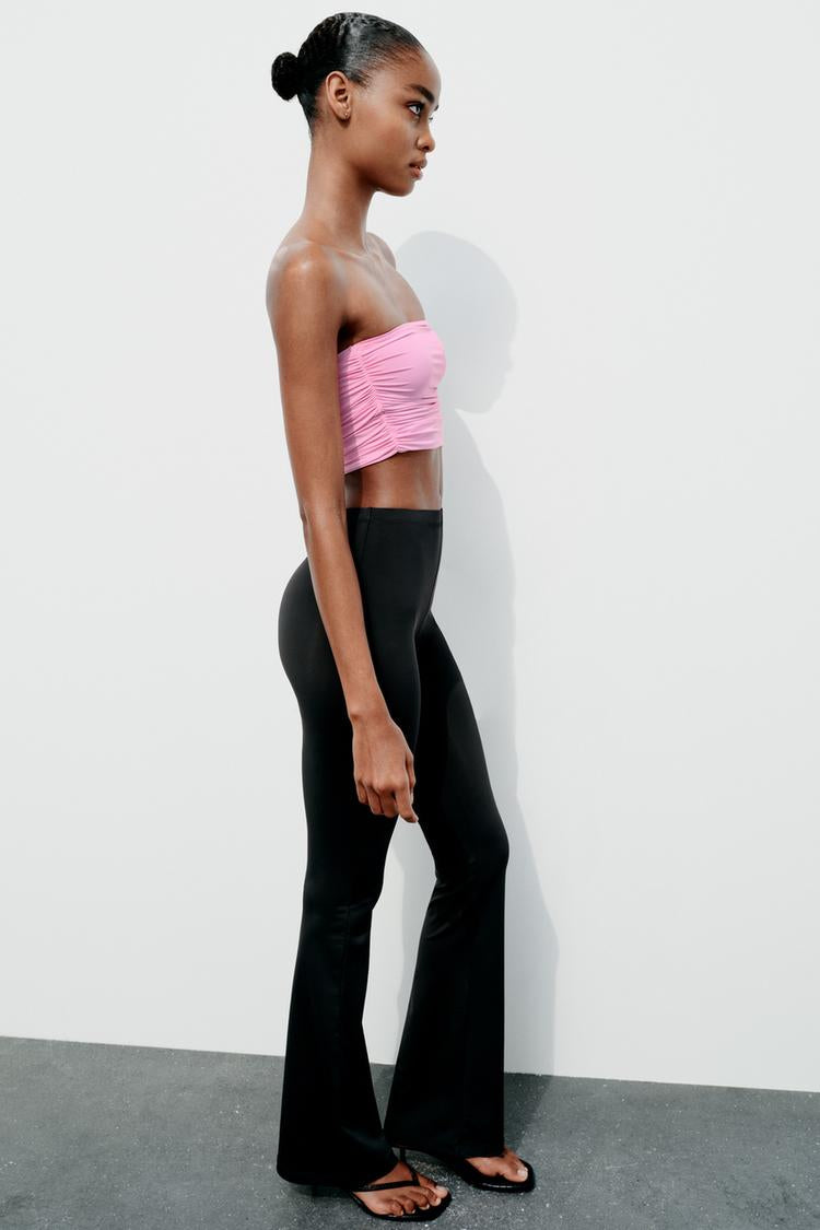 Gathered Polyamide Crop Top