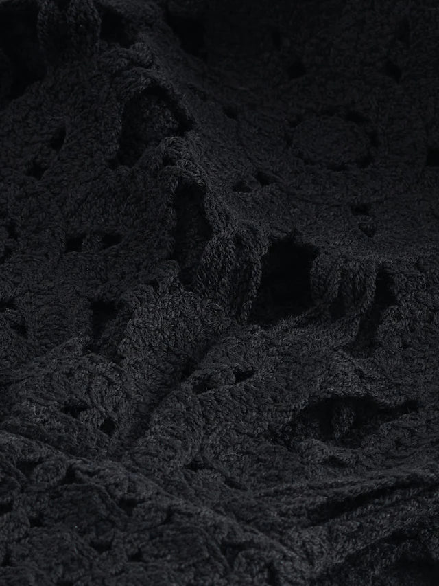 Polo Neck Long Sleeve Crochet Scalloped Detail Jumper
