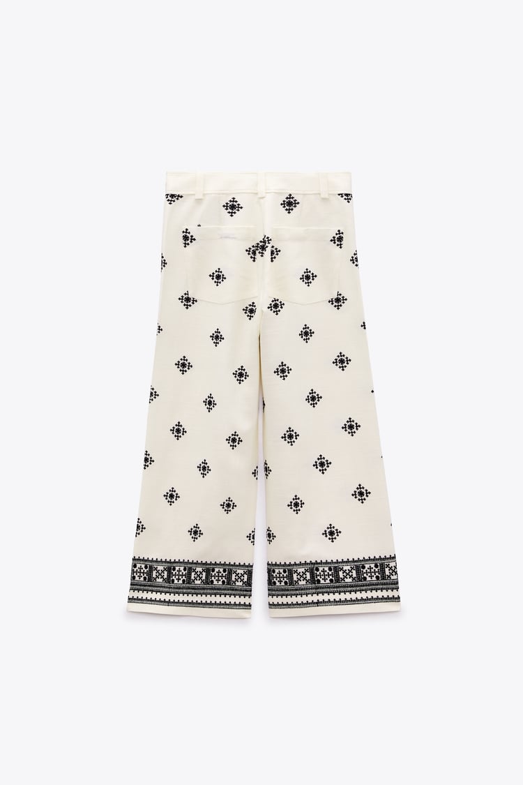 Printed Linen Blend Trousers