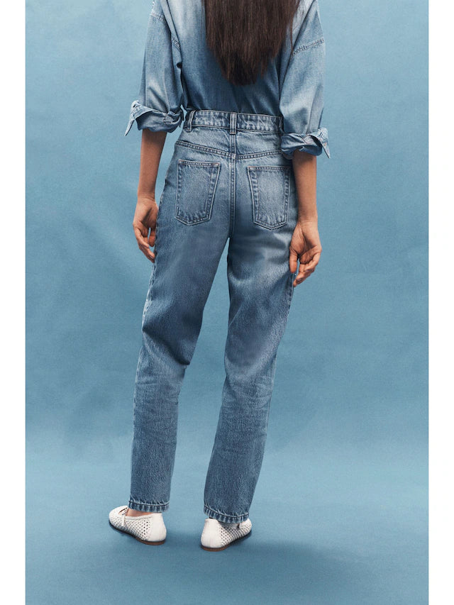 Mom Embellished 100% Cotton Jeans