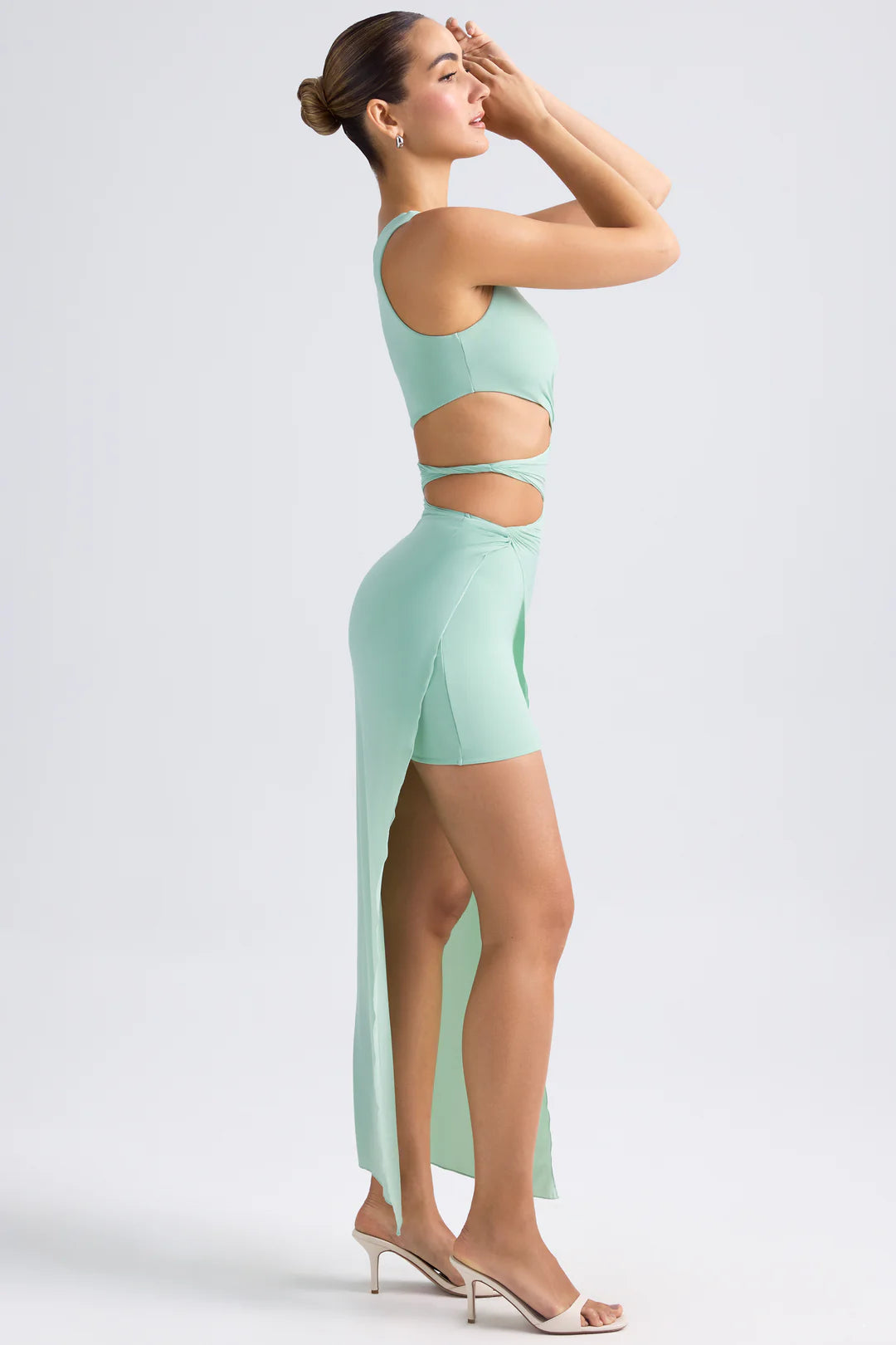 One-Shoulder Draped Cut-Out Maxi Dress