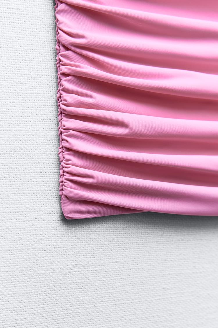Gathered Polyamide Crop Top