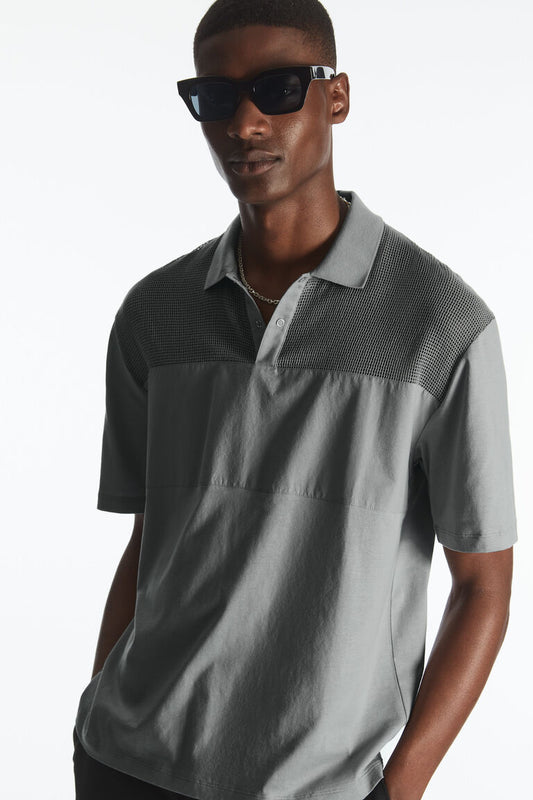 Mesh-Panel Polo Shirt