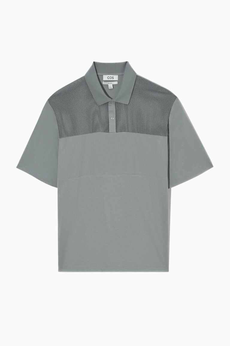 Mesh-Panel Polo Shirt
