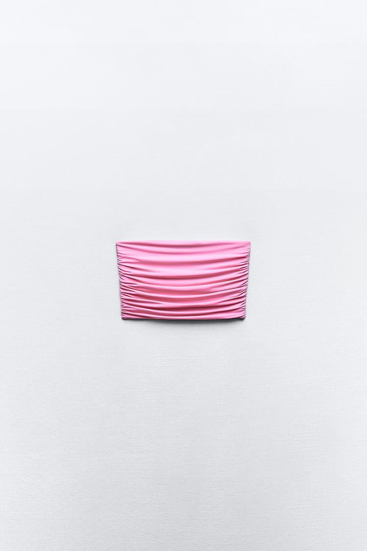 Gathered Polyamide Crop Top