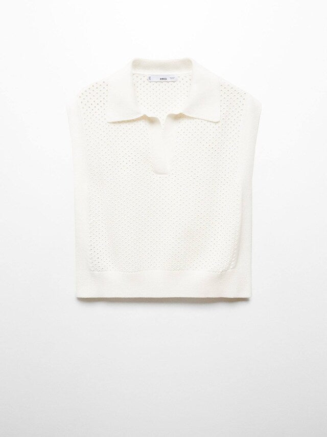 Openwork Gilet With Polo Shirt Collar