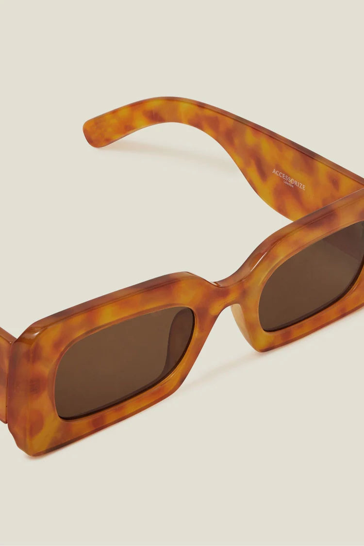 Chunky Mottled Rectangular Sunglasses
