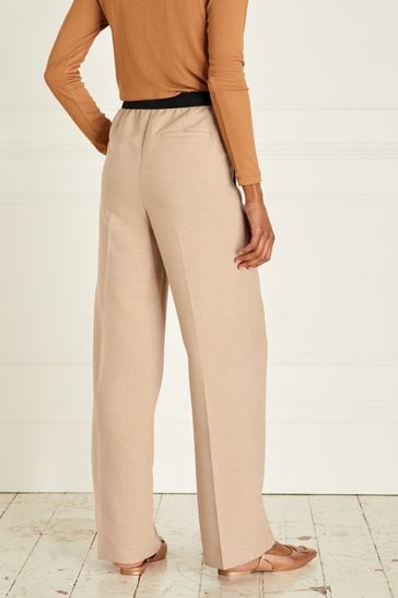 Waistband Detail Wide Leg Trousers