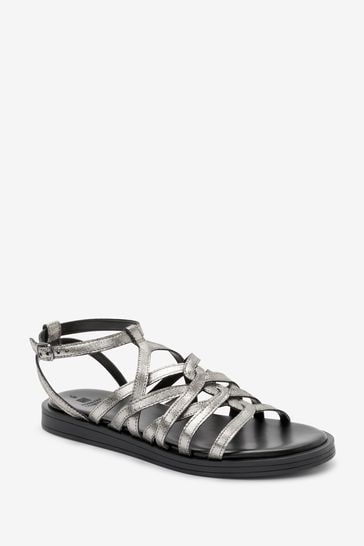 Forever Comfort Woven Leather Gladiator Low Platform Sandals