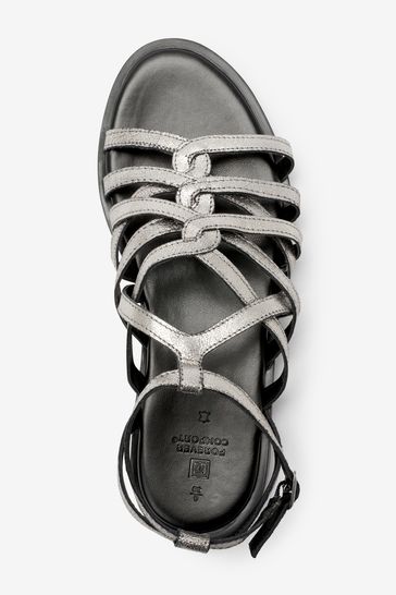 Forever Comfort Woven Leather Gladiator Low Platform Sandals