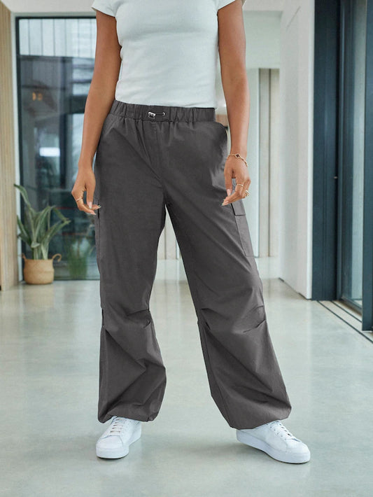 Wide Parachute Cotton Cargo Trousers
