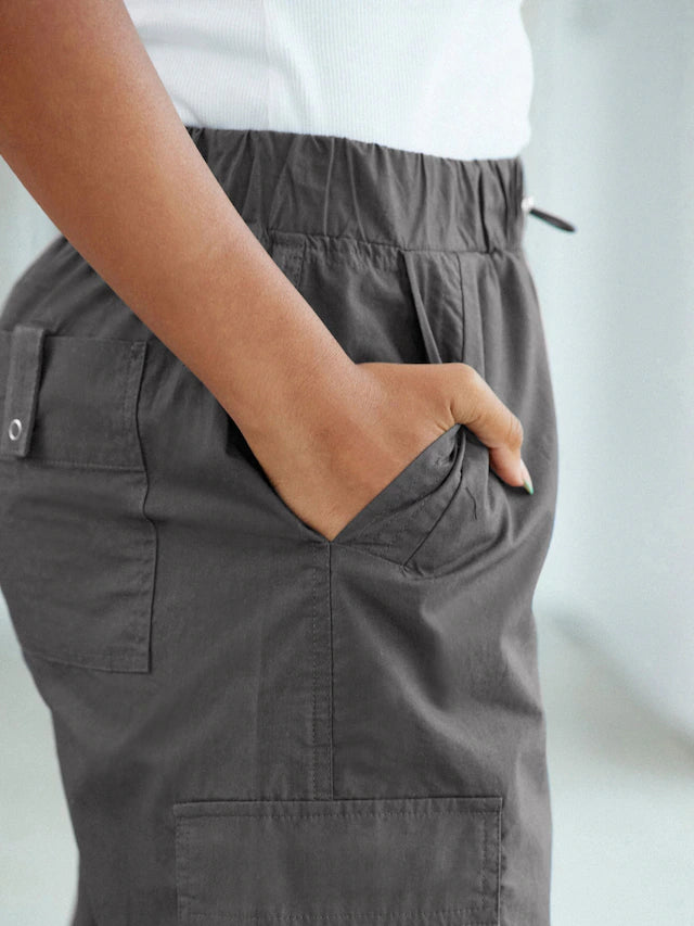 Wide Parachute Cotton Cargo Trousers