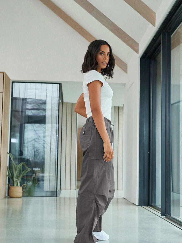 Wide Parachute Cotton Cargo Trousers