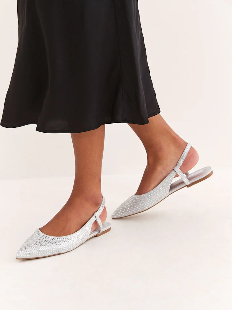 Forever Comfort Bling Point Toe Slingback Flats