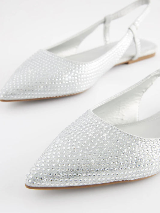 Forever Comfort Bling Point Toe Slingback Flats