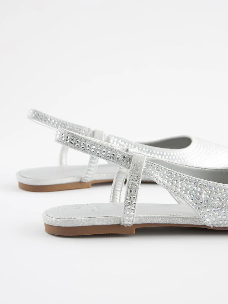 Forever Comfort Bling Point Toe Slingback Flats