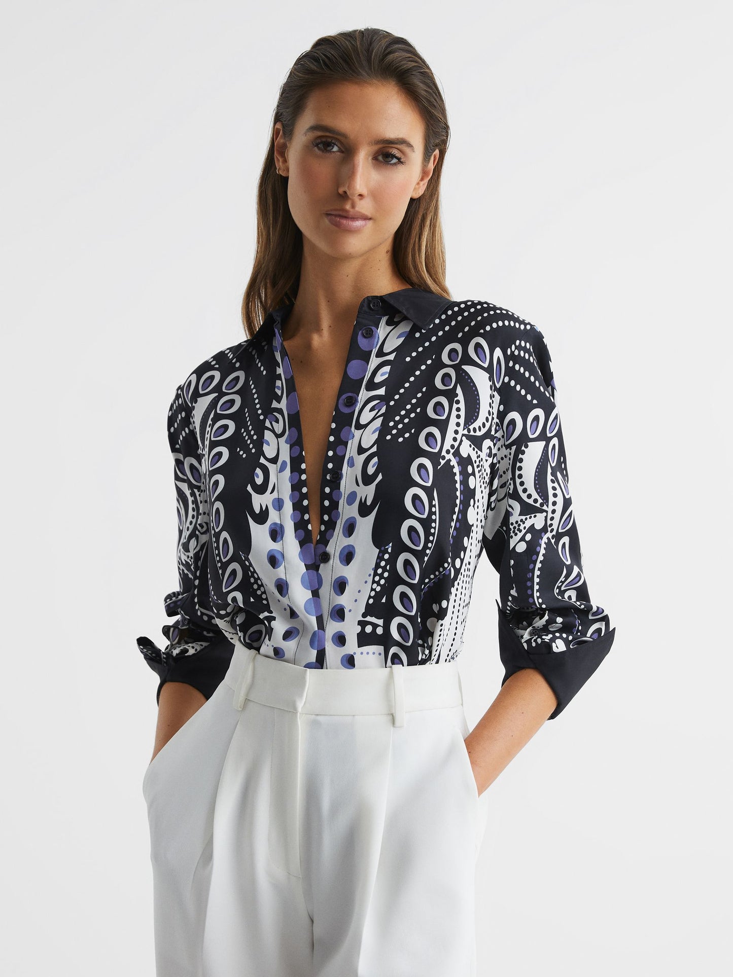 Rose Scarf Print Shirt