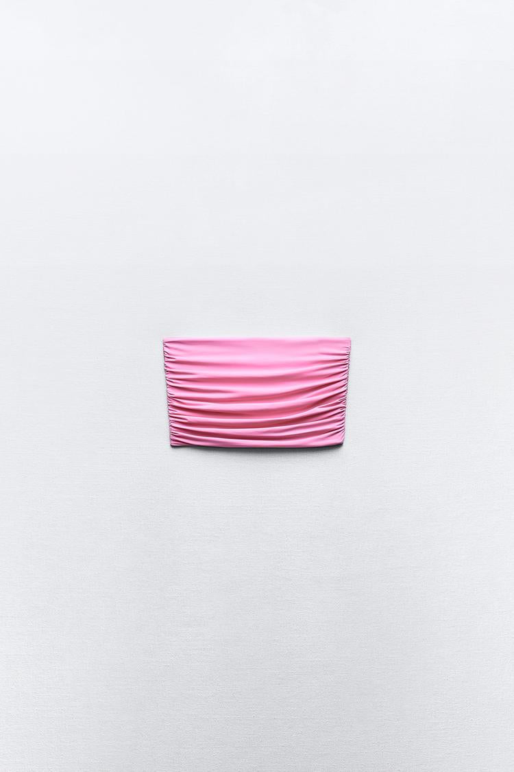 Gathered Polyamide Crop Top