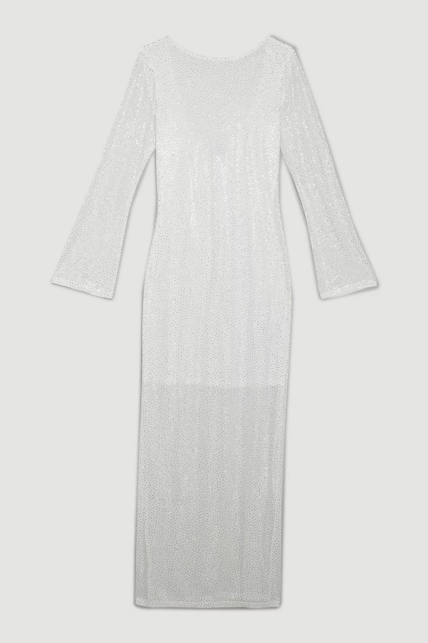 All Over Hotfix Jersey Long Sleeve Maxi Dress