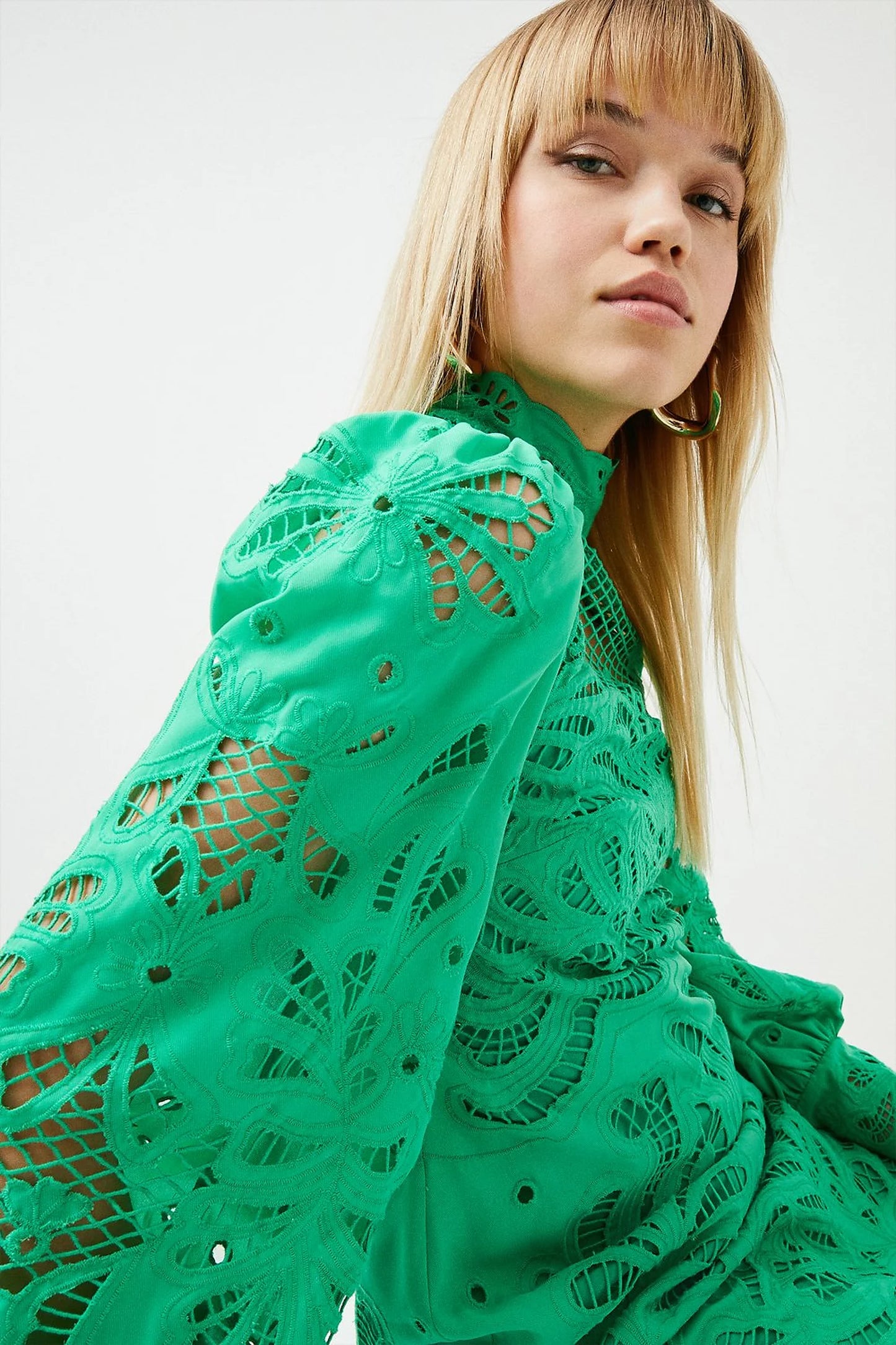 Cutwork Volume Sleeve Woven Dress