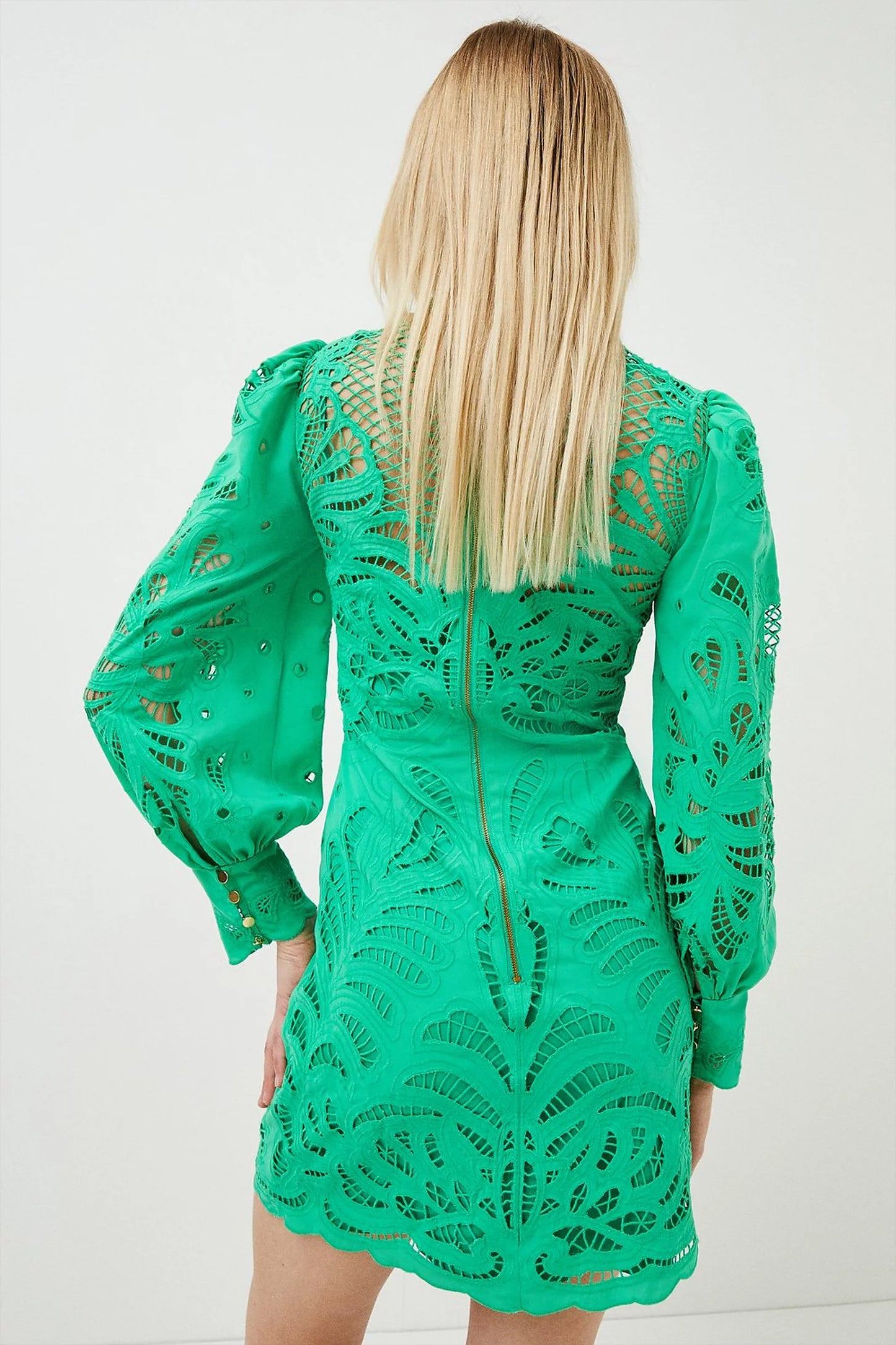 Cutwork Volume Sleeve Woven Dress