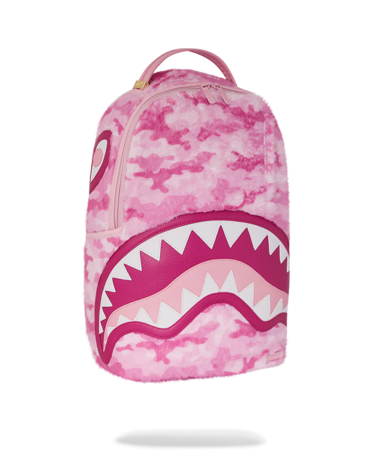 Pink Camo Faux Fur Backpack