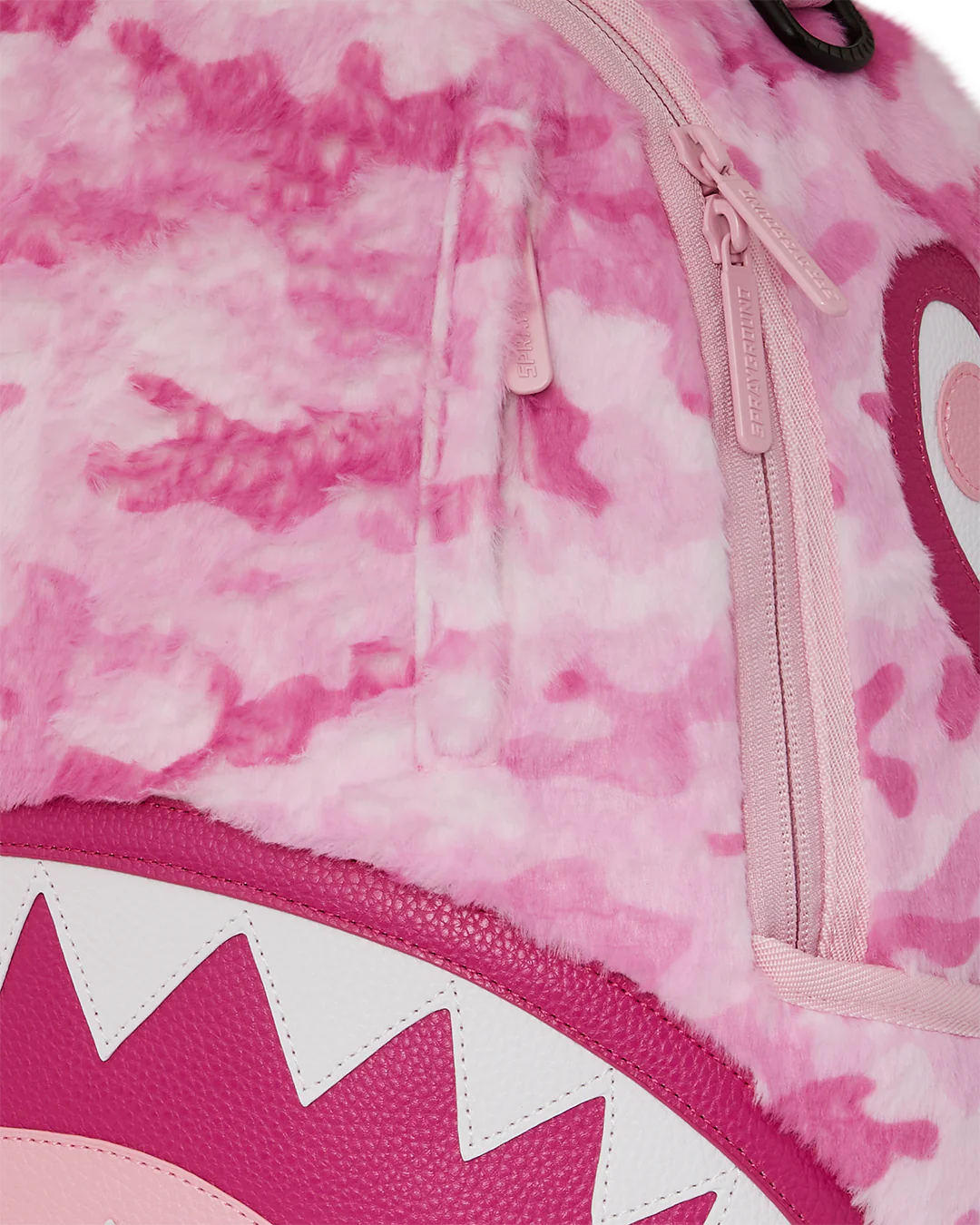 Pink Camo Faux Fur Backpack