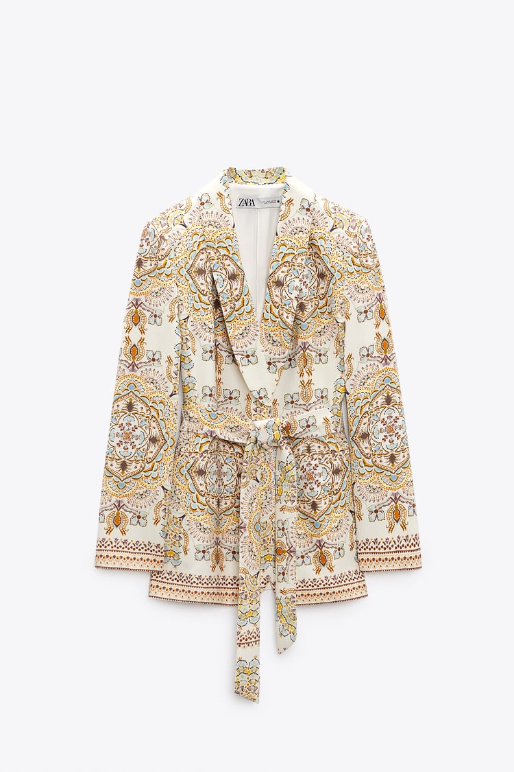 Linen-Blend Blazer With Print