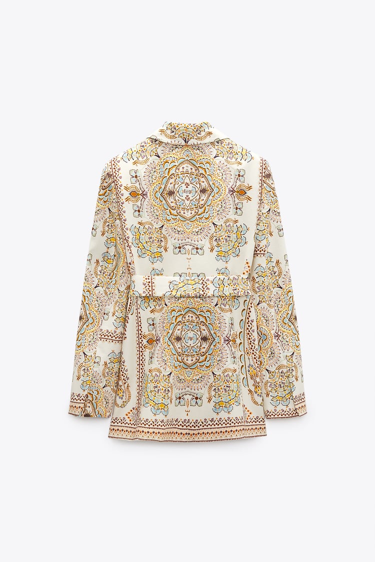Linen-Blend Blazer With Print