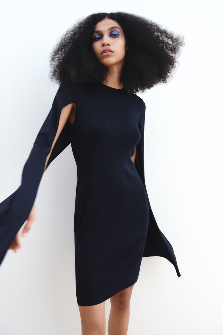 Knit Dress With Cape Detail