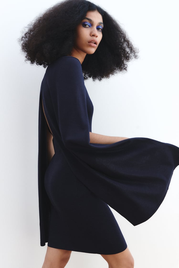 Knit Dress With Cape Detail