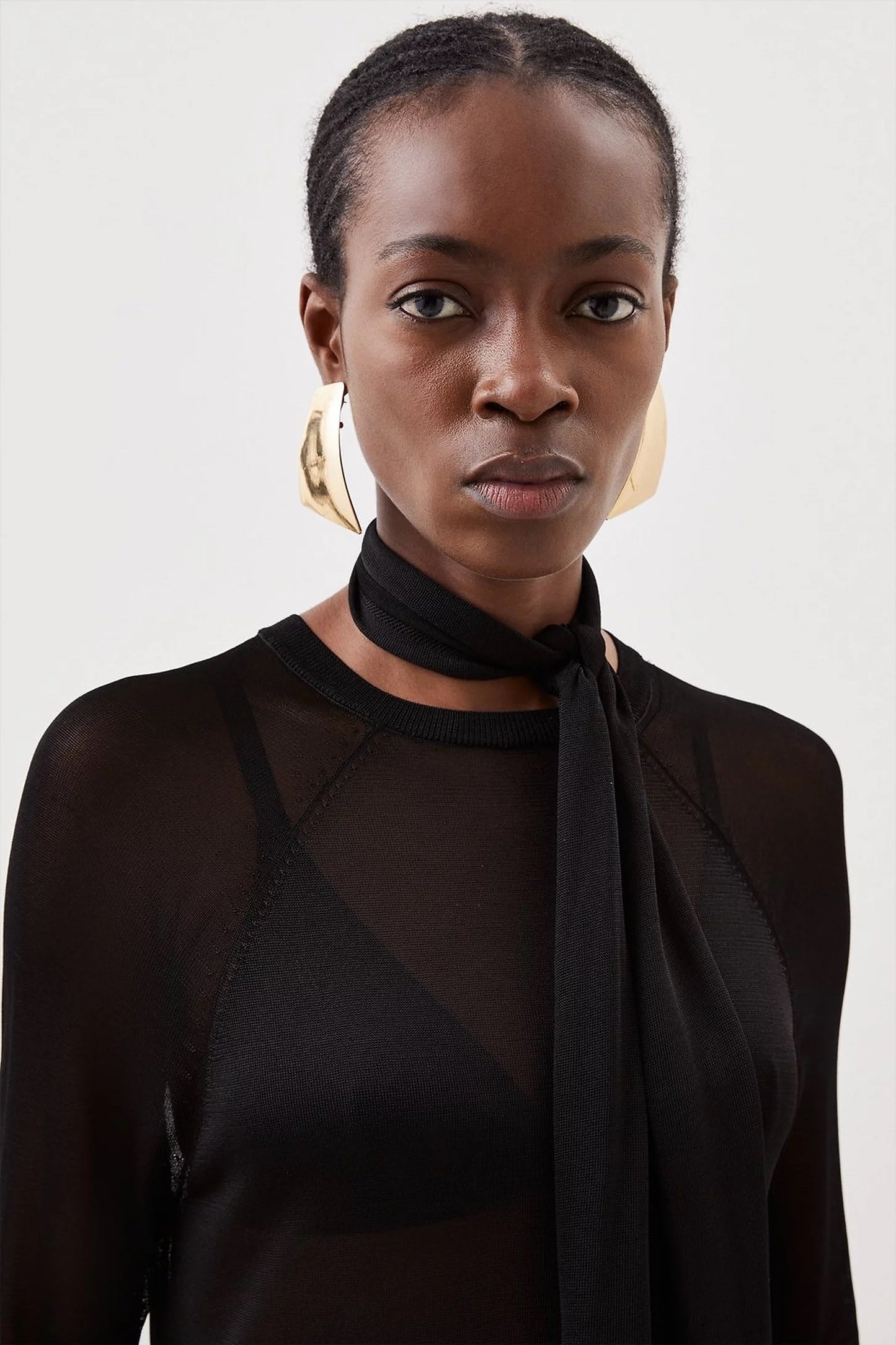 Slinky Viscose Sheer Tie Detail Knit Tunic