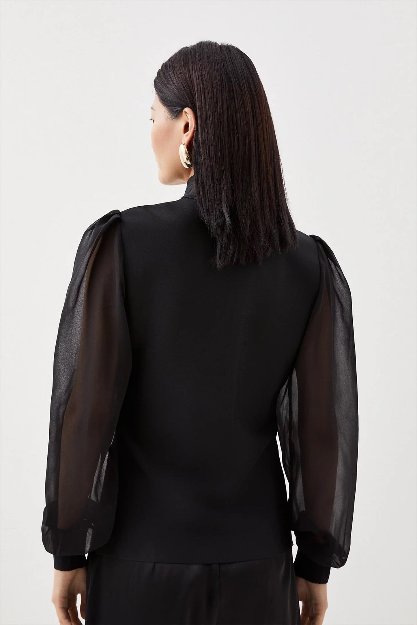Chiffon Sleeve Zip Knit Bandage Top