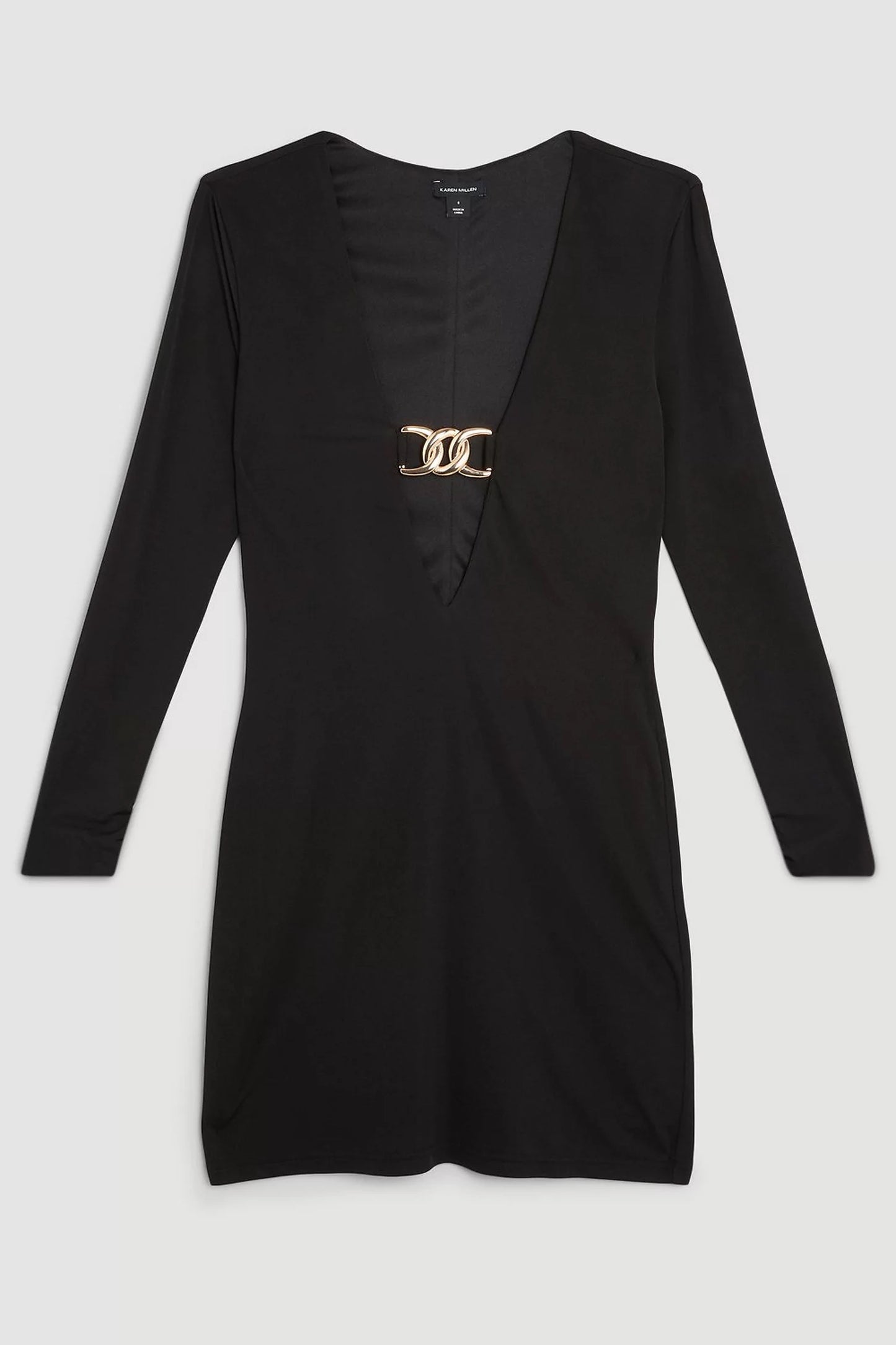 Drapey Crepe Hardware Detail Mini Jersey Dress