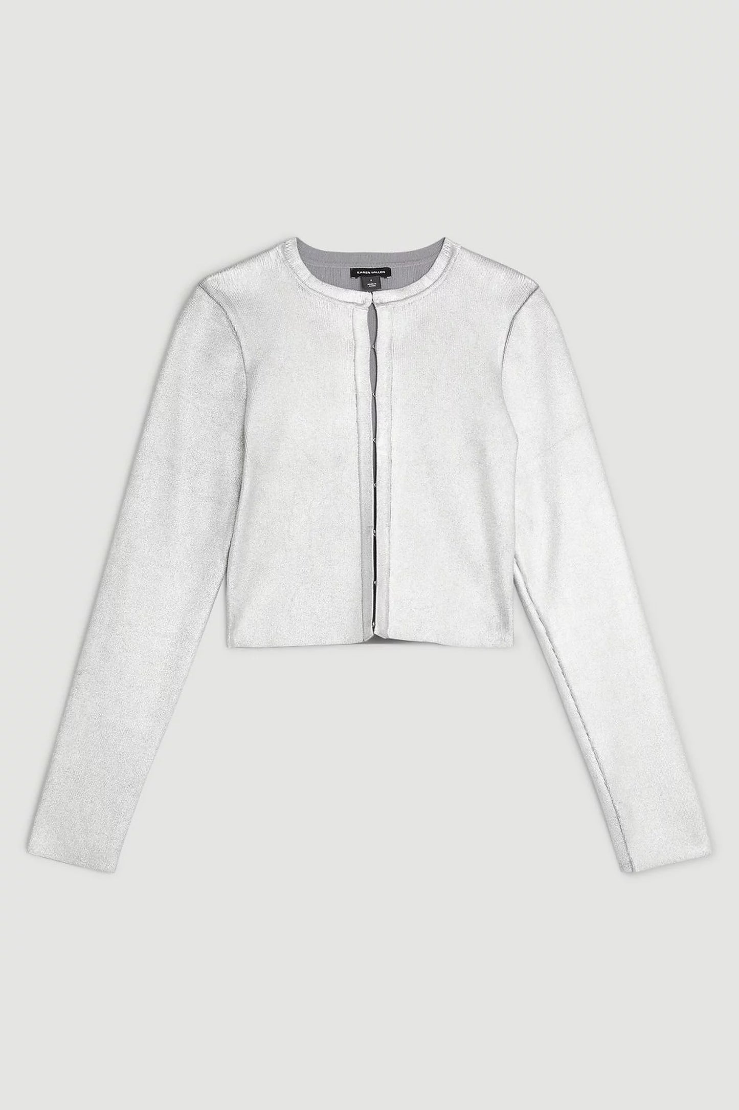 Premium Viscose Blend Body Contouring Foiled Knit Cardigan