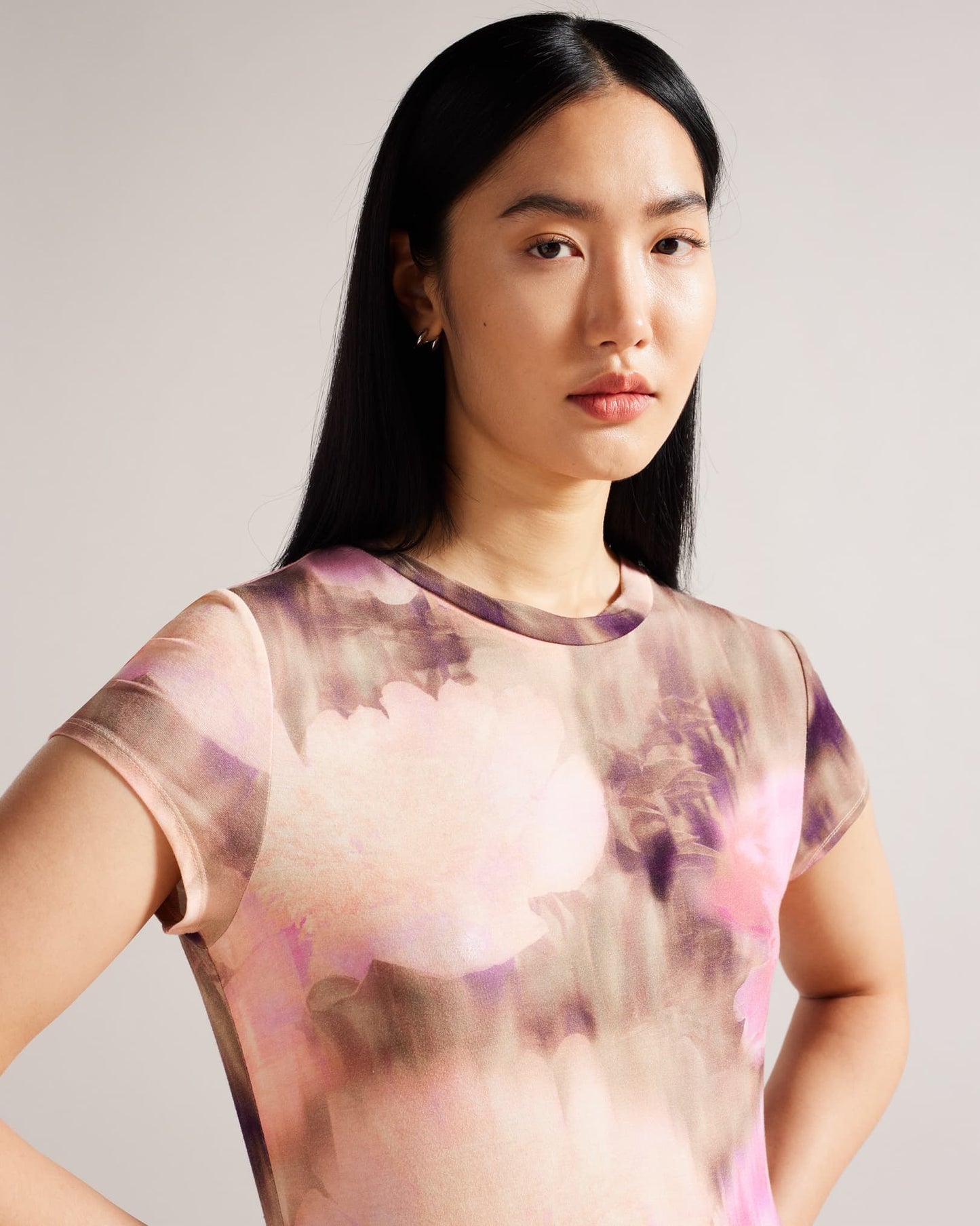 Yazmean Printed Fitted T-Shirt