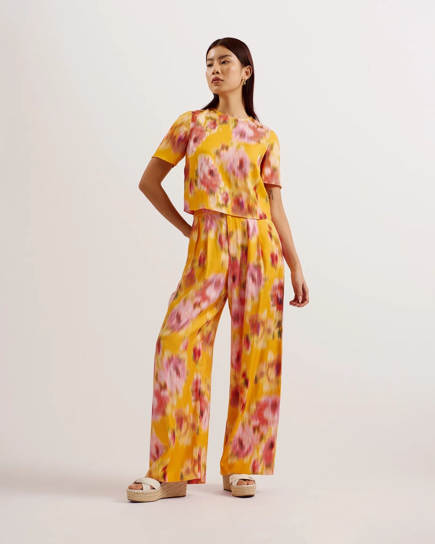 Cropped Floral Print Woven Top