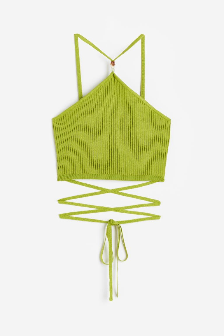 Cropped Tie-Detail Top
