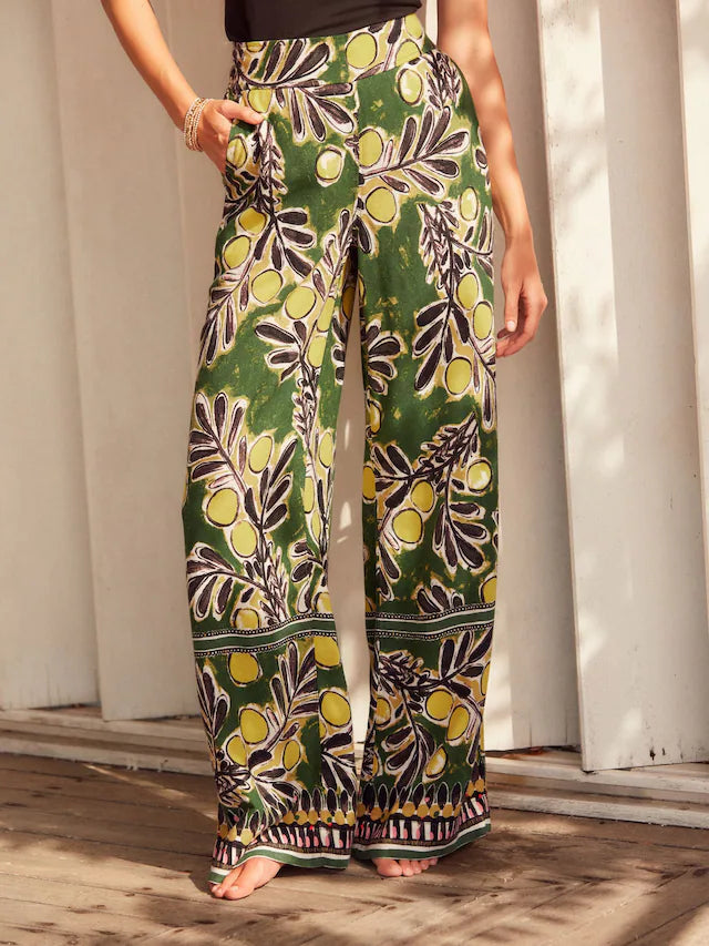 Wide Leg Trousers With Linen