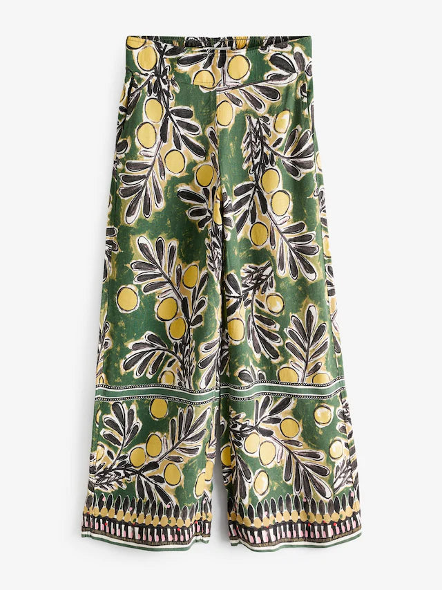 Wide Leg Trousers With Linen