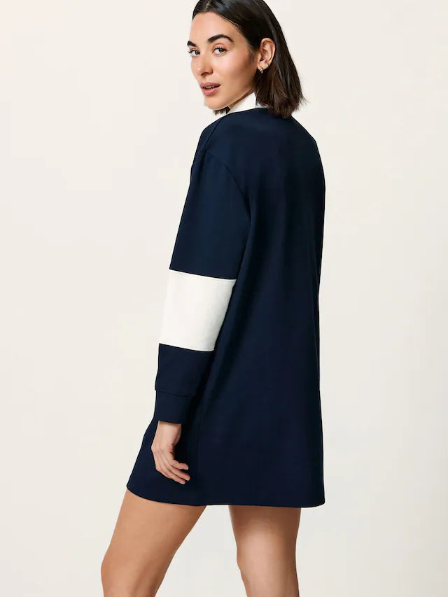Graphic Polo Rugby Longsleeve Mini Shirt Dress
