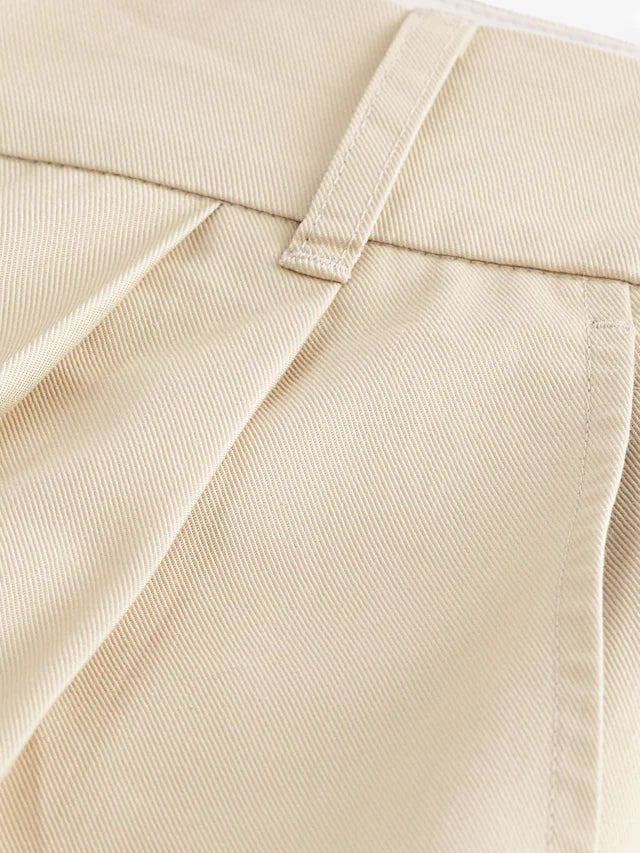 Wide Cotton Mix Smart Wide Leg Trousers