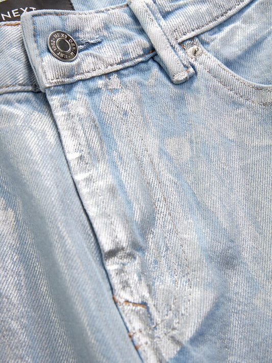 Straight Metallic 100% Cotton Straight Leg Jeans