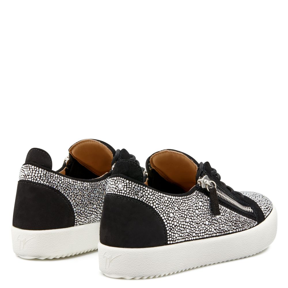 Frankie Black Suede Sneakers With Silver Crystals