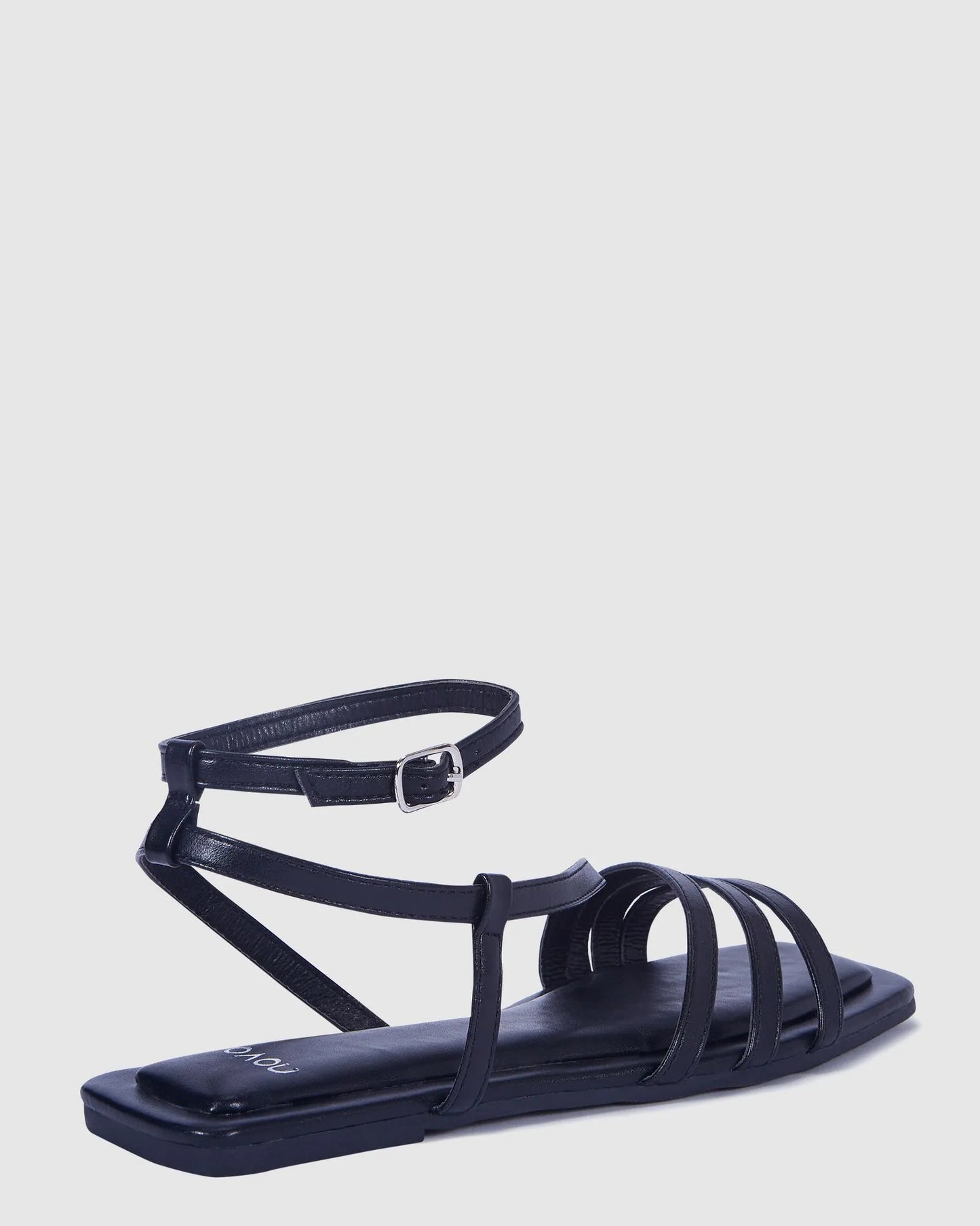 Novo Black Tahira Strappy Flat Sandals