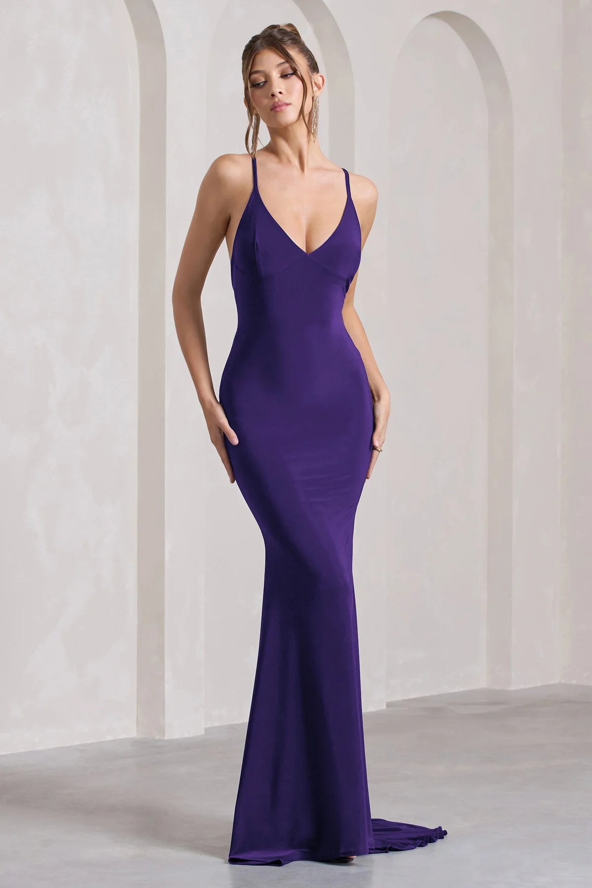 Cross Back Fishtail Maxi Dress