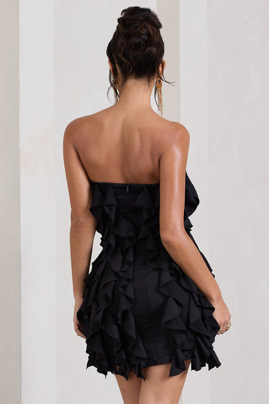 Bandeau Bodycon Mini Dress With Ruffles